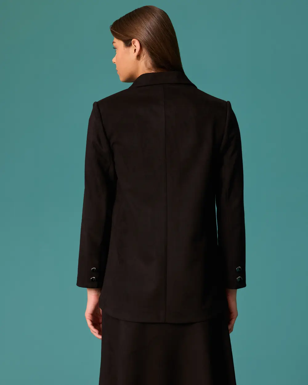 Suede-Look Single-Button Blazer Jacket