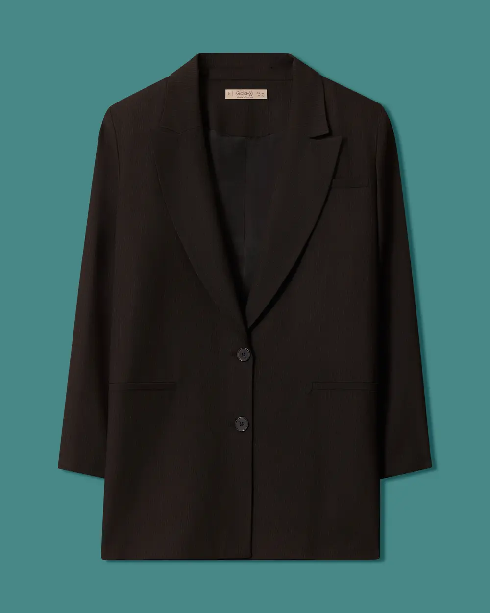 Plus-Size Classic Collar Button-Down Blazer Jacket