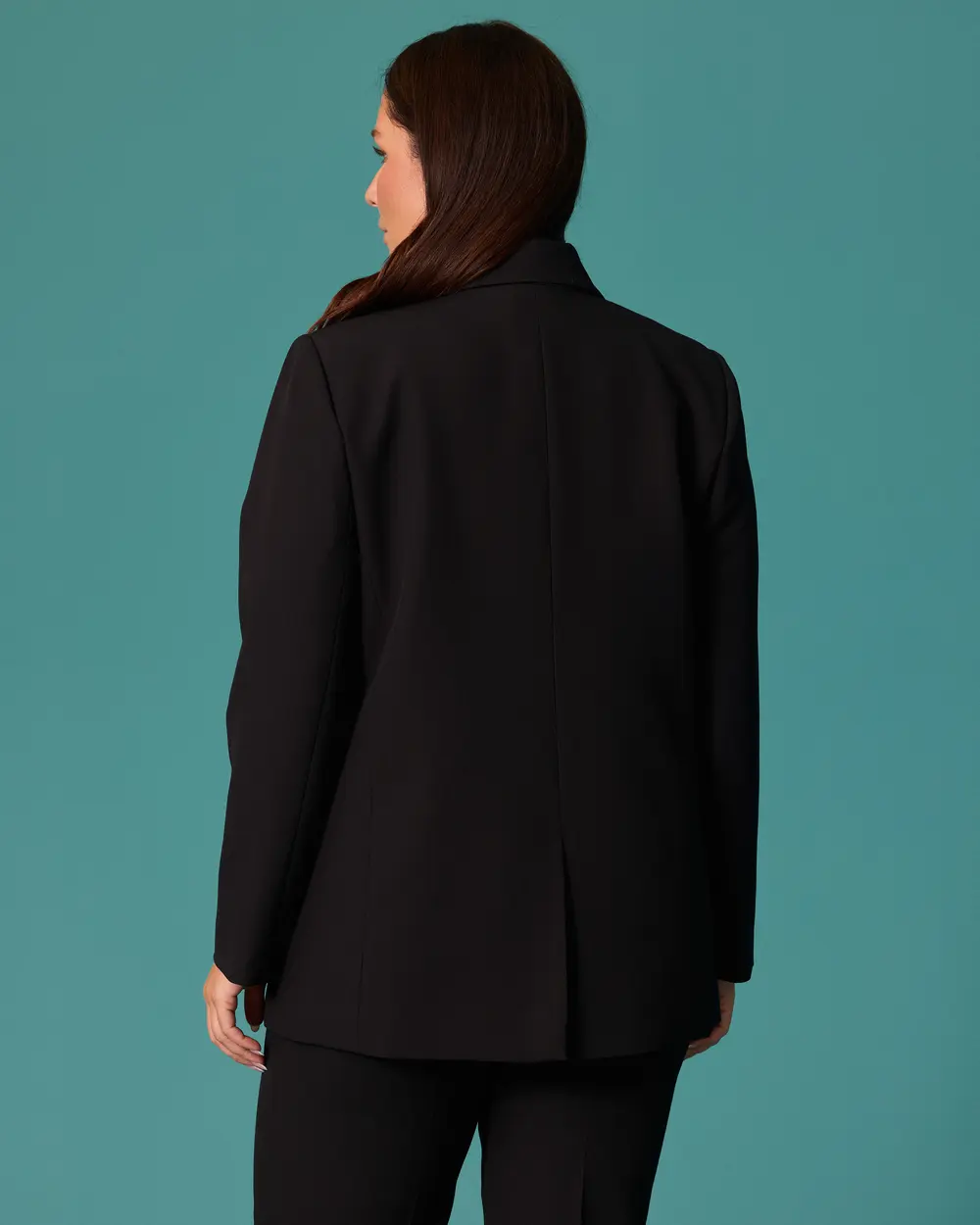 Plus-Size Classic-Collar Blazer Jacket with Pockets and Buttons