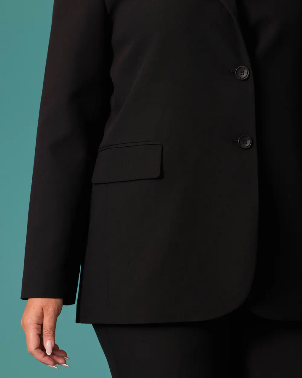 Plus-Size Classic-Collar Blazer Jacket with Pockets and Buttons