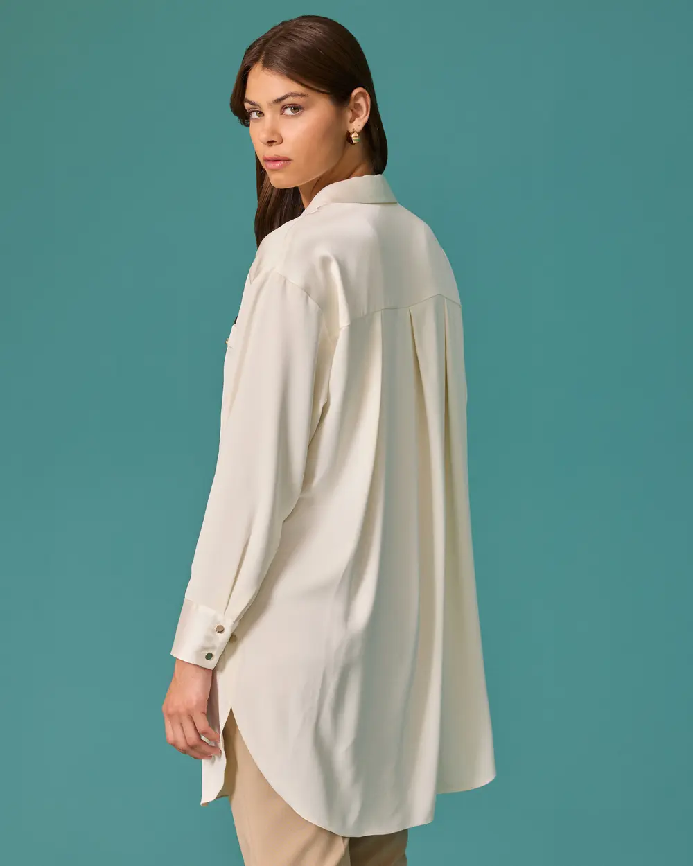 Long Shirt with Pocket and Chain Details