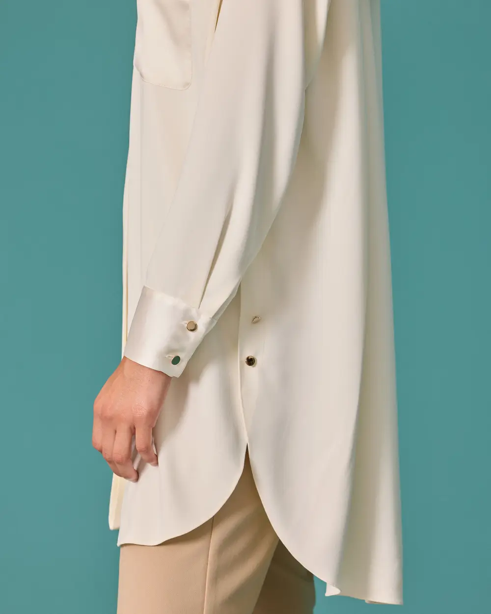 Long Shirt with Pocket and Chain Details