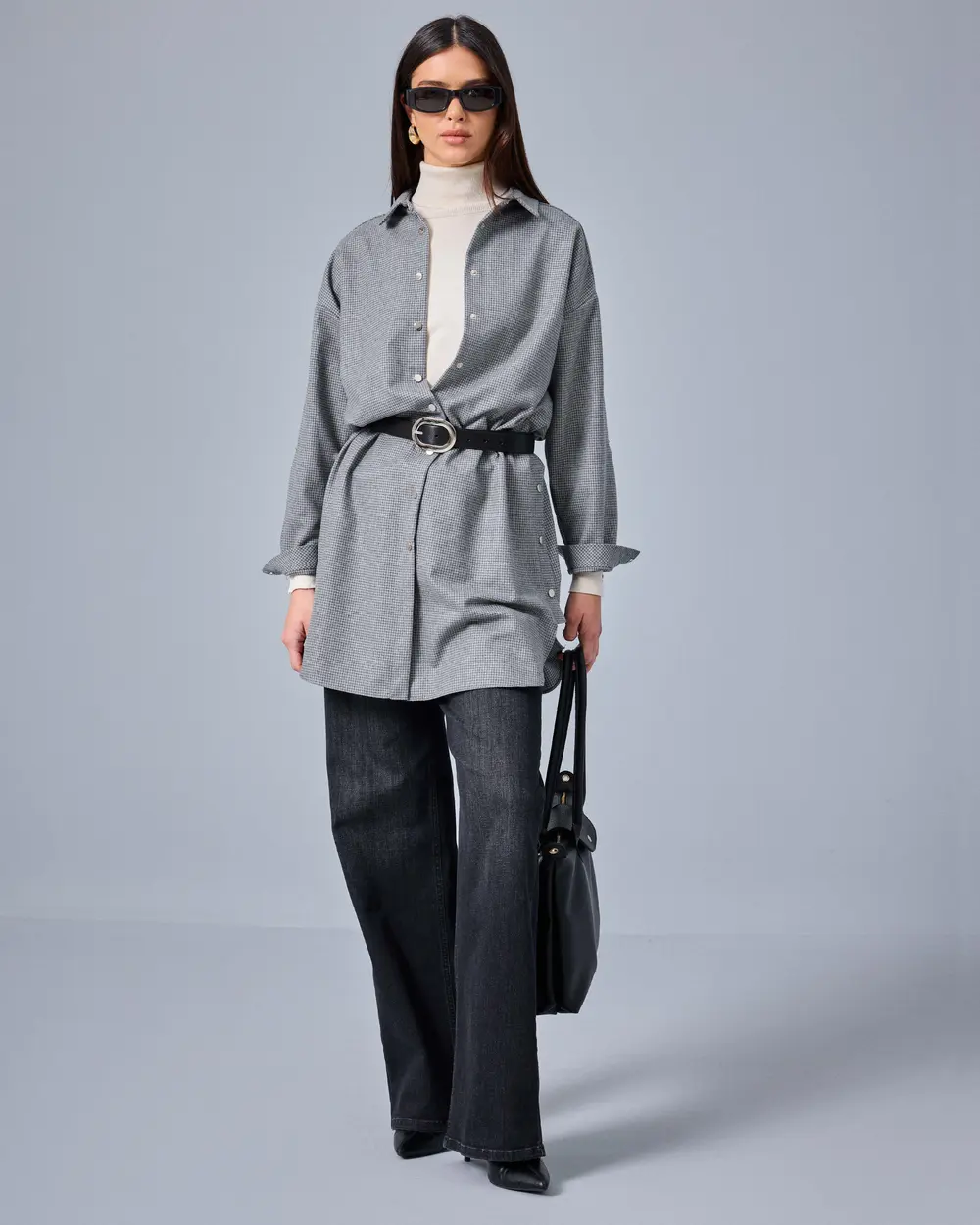 Gömlek Yaka Düğme Detaylı Oversize Tunik