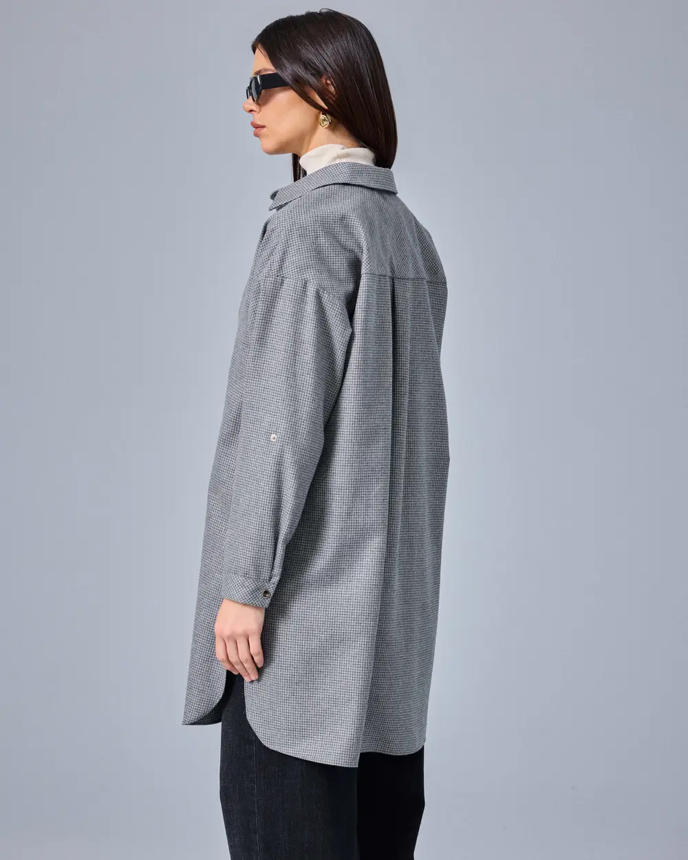 Gömlek Yaka Düğme Detaylı Oversize Tunik