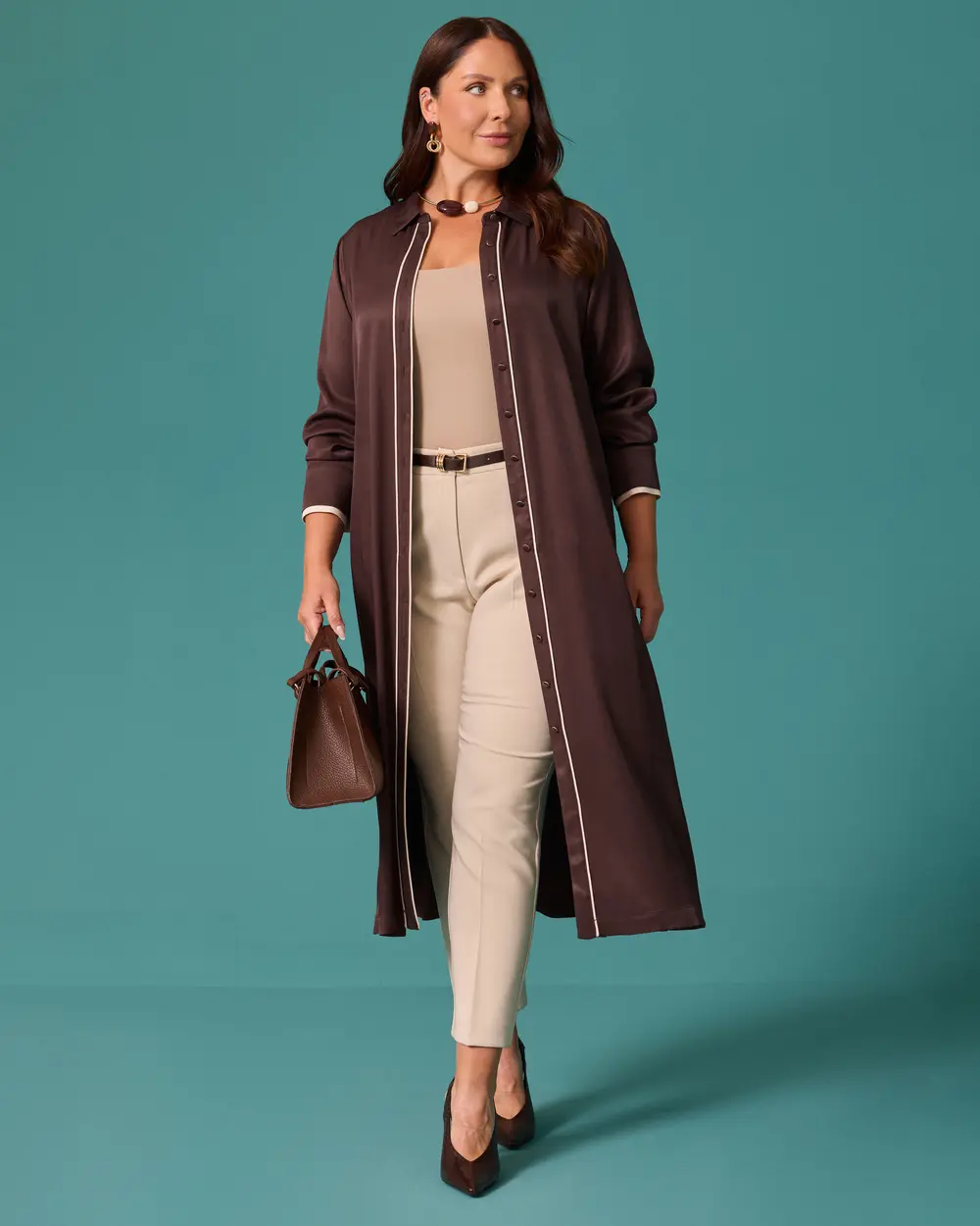 Plus-Size Button-Down Long Tunic