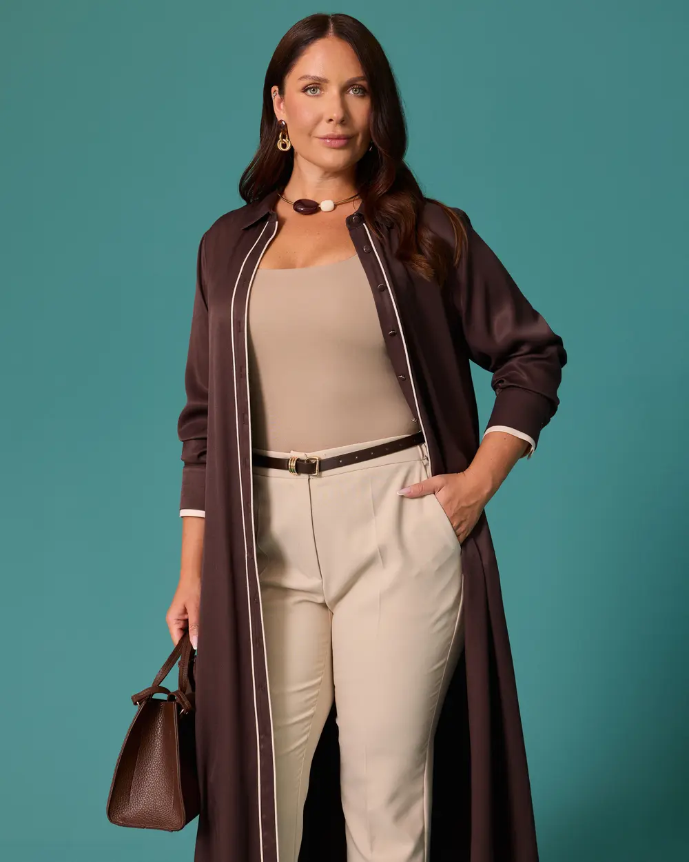Plus-Size Button-Down Long Tunic