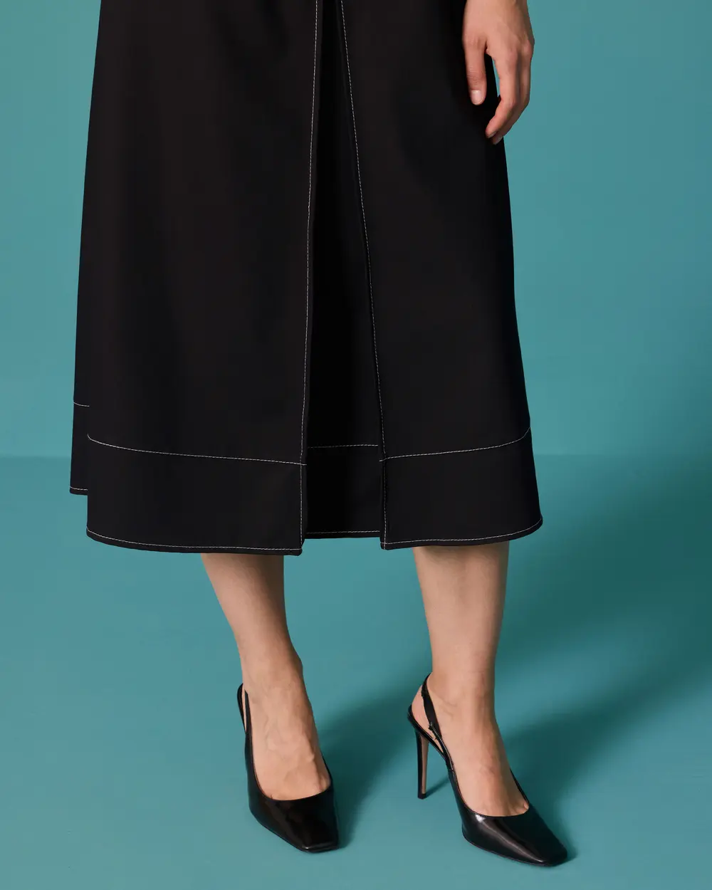 Midi Dress with Stitching Details and a Belt
