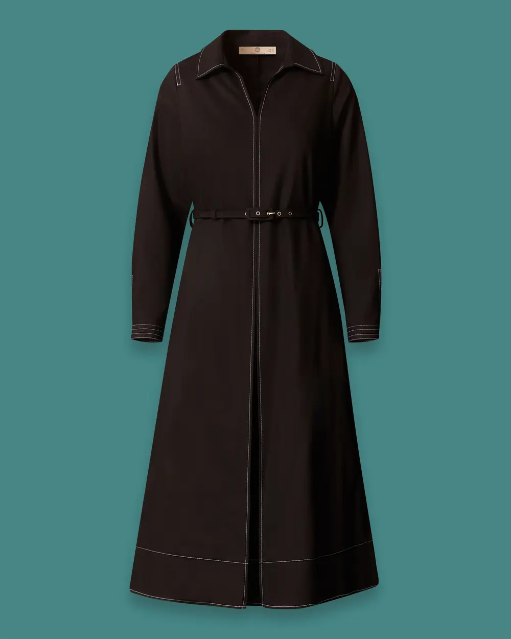 Midi Dress with Stitching Details and a Belt