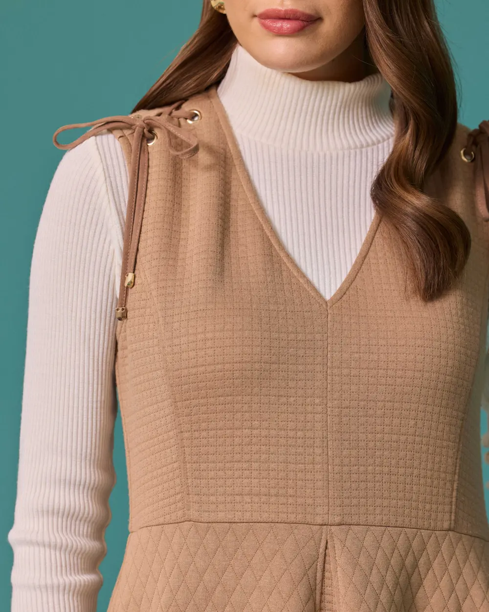 Shoulder-Strap, Detailed Quilted Jile Dress
