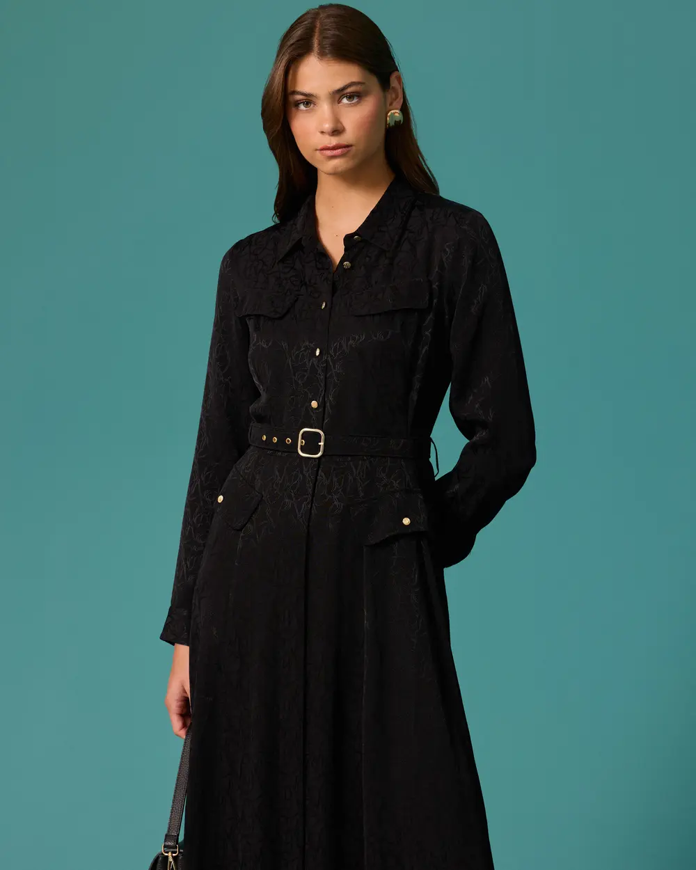 Long Dress with Arched Pocket Detail