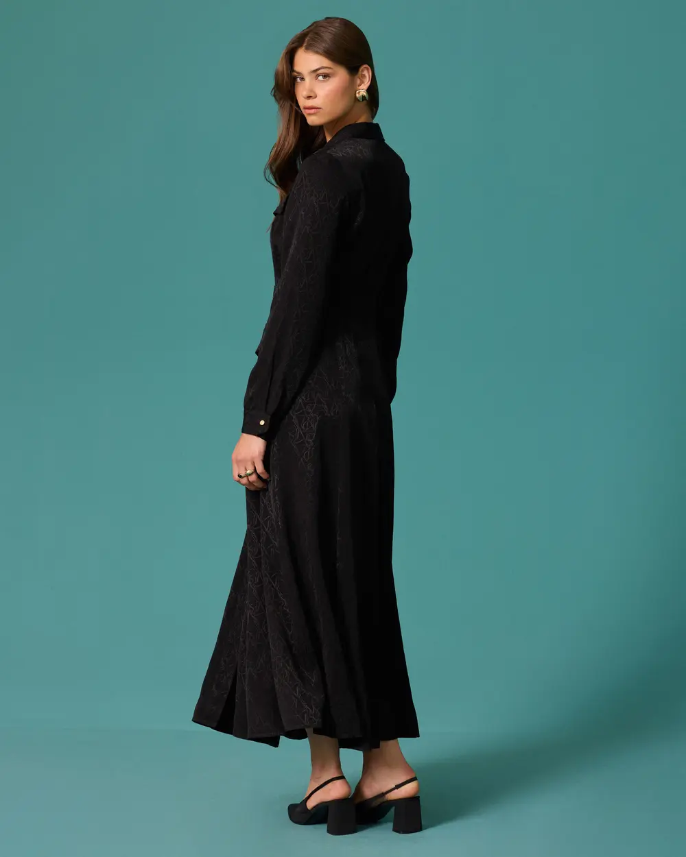 Long Dress with Arched Pocket Detail