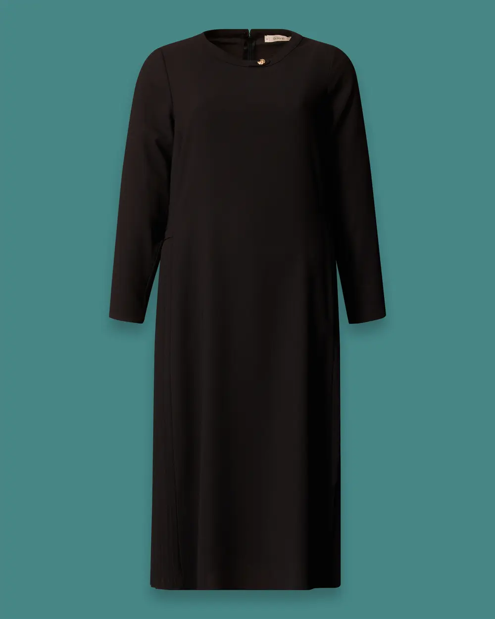 Plus-Size Pleated Crew-Neck Dress