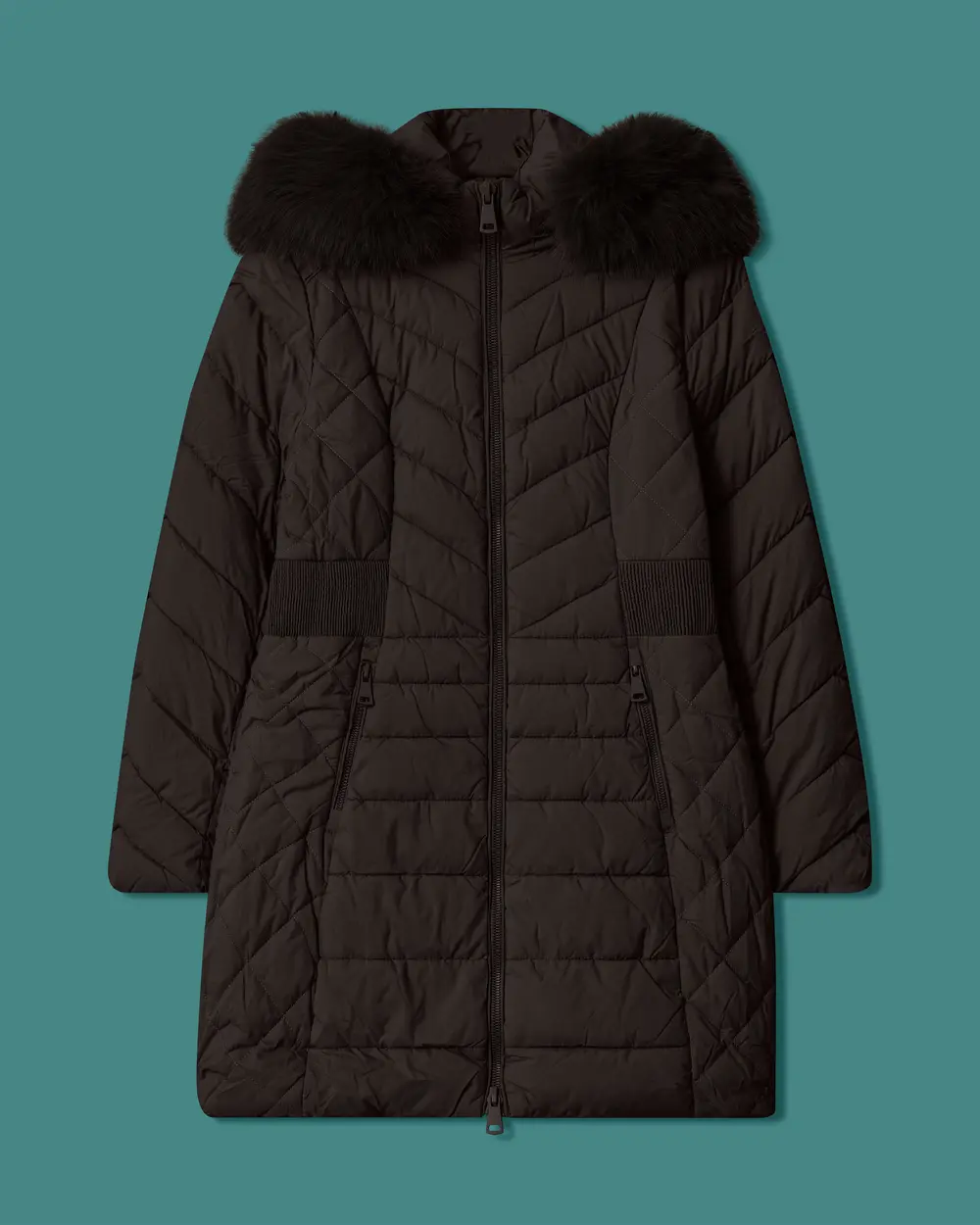 Hooded, Quilted Anorak Coat