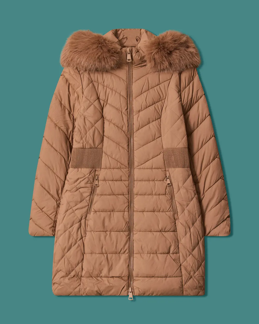 Hooded, Quilted Anorak Coat