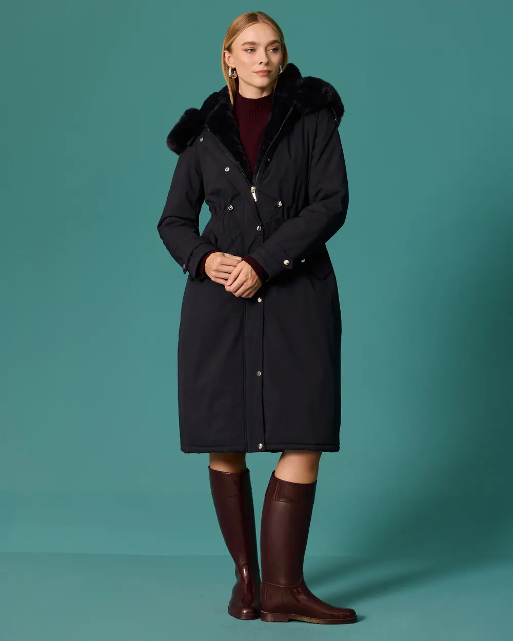 Long Anorak with Hooded Collar