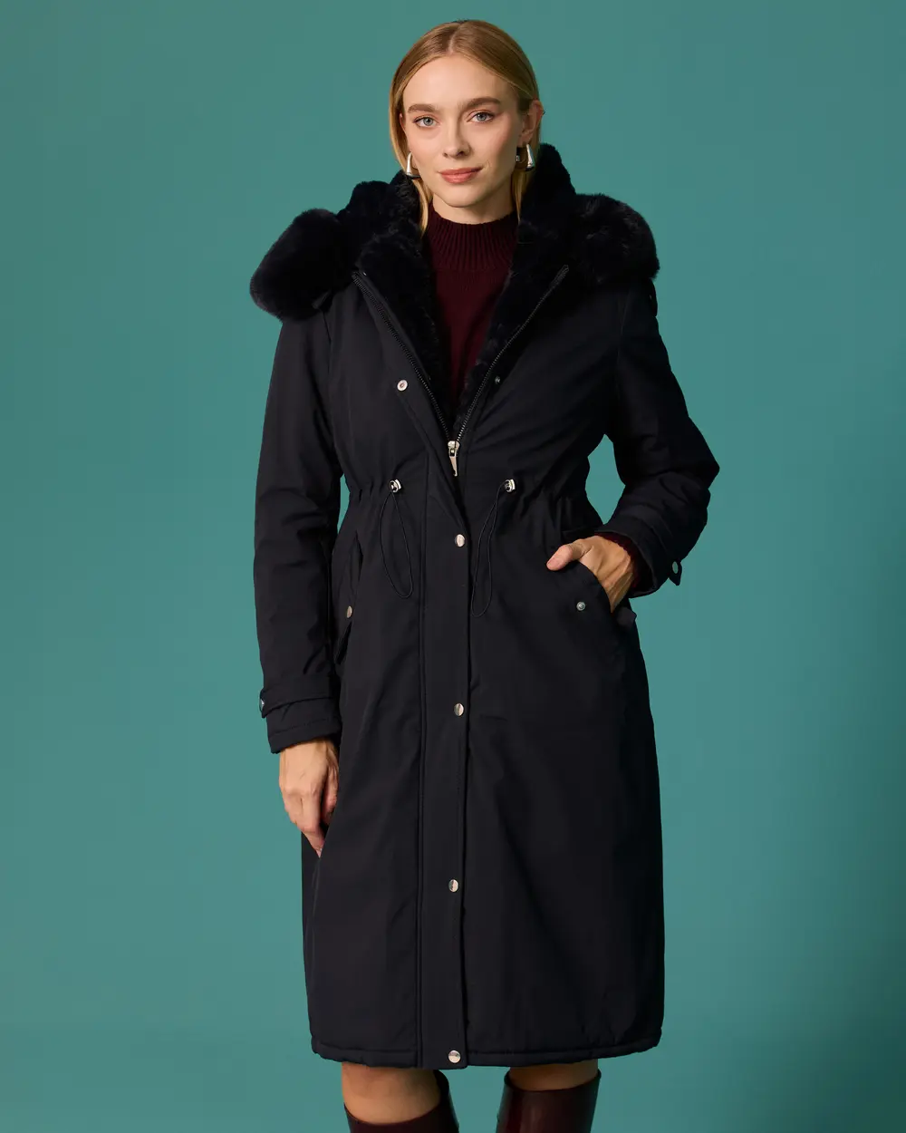 Long Anorak with Hooded Collar