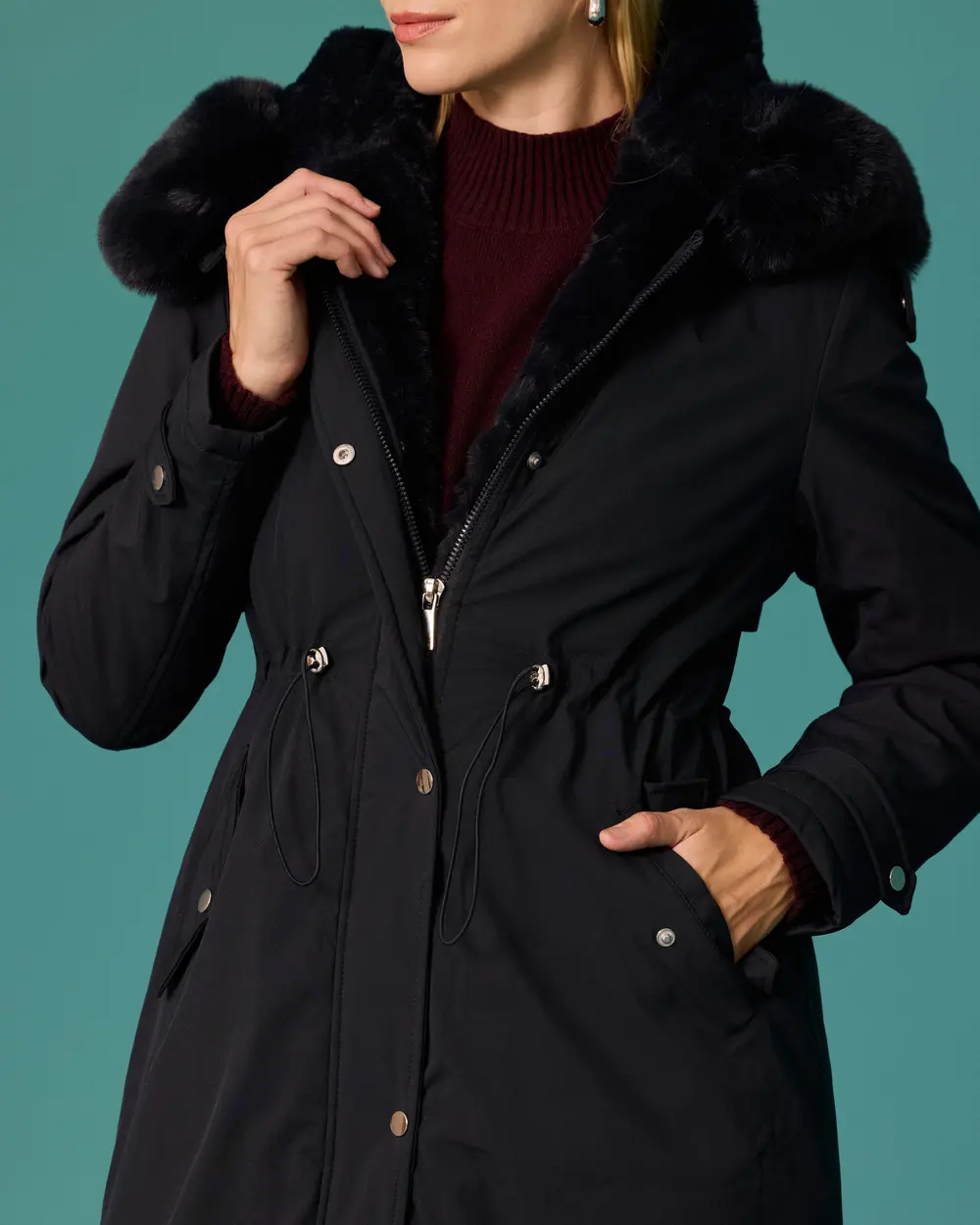 Long Anorak with Hooded Collar