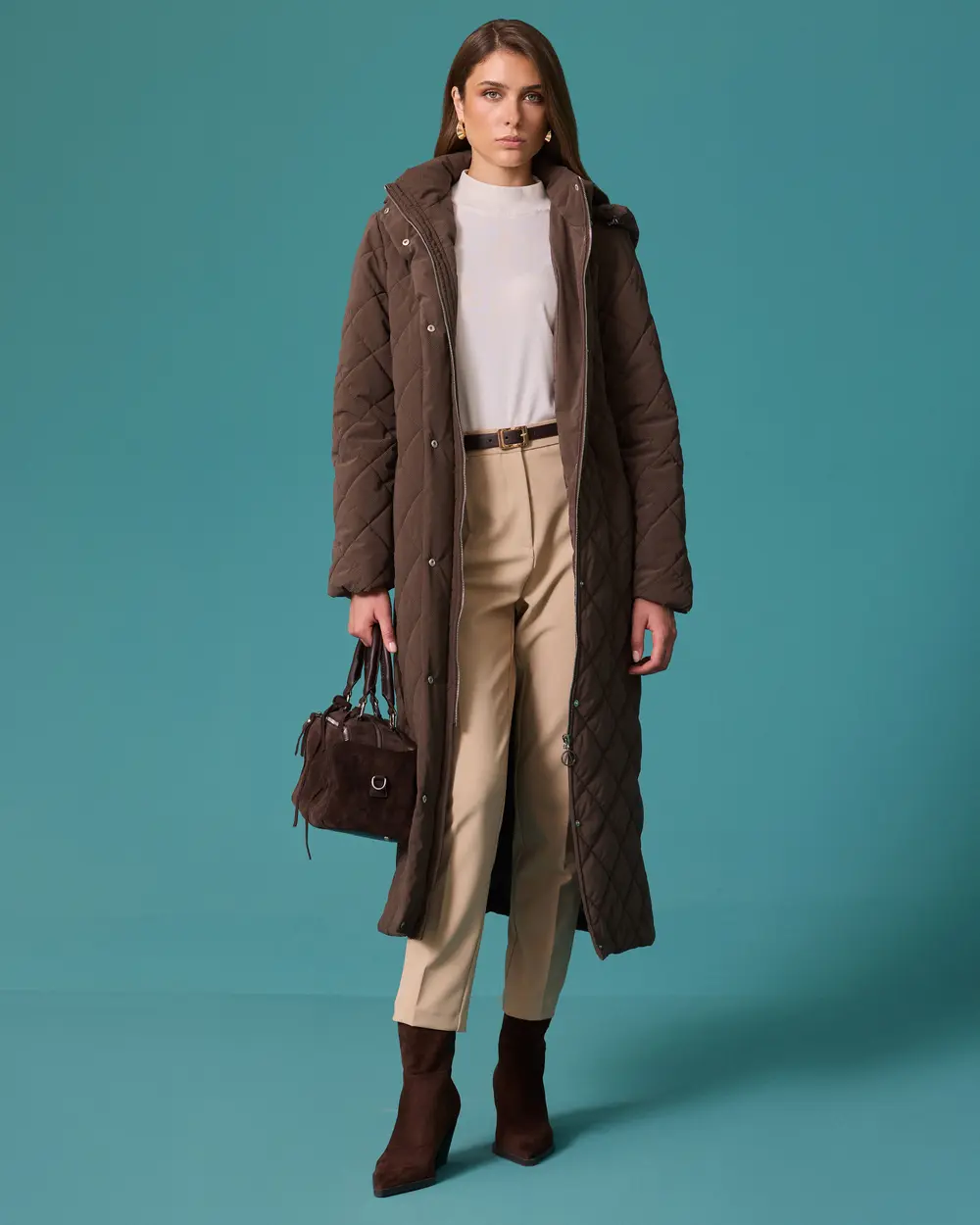 Quilted Anorak with Hooded Collar