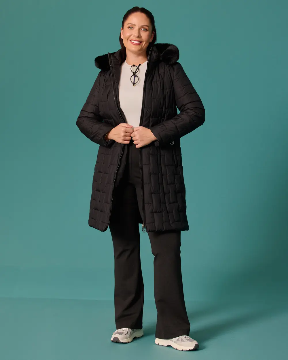 Hooded, Quilted Anorak Coat