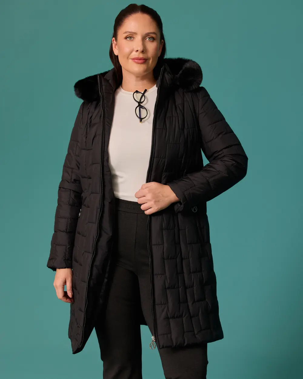Hooded, Quilted Anorak Coat