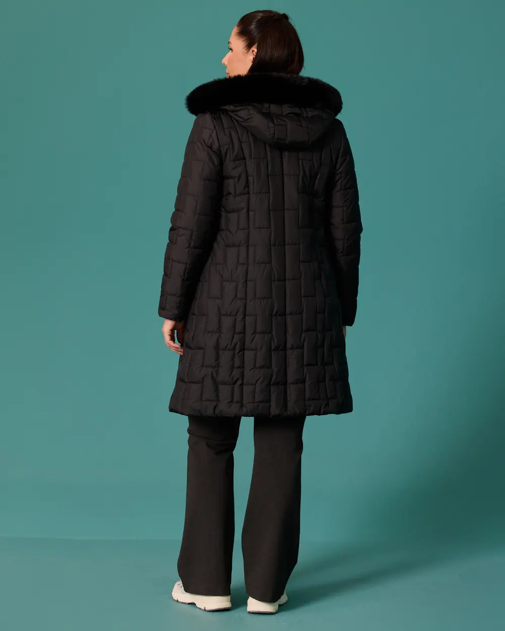 Hooded, Quilted Anorak Coat