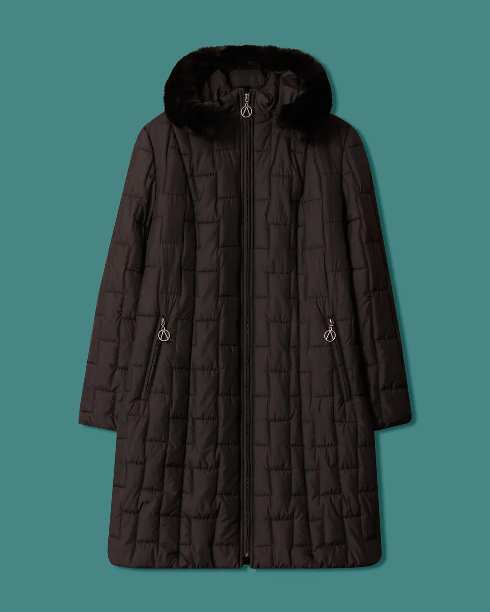 Hooded, Quilted Anorak Coat