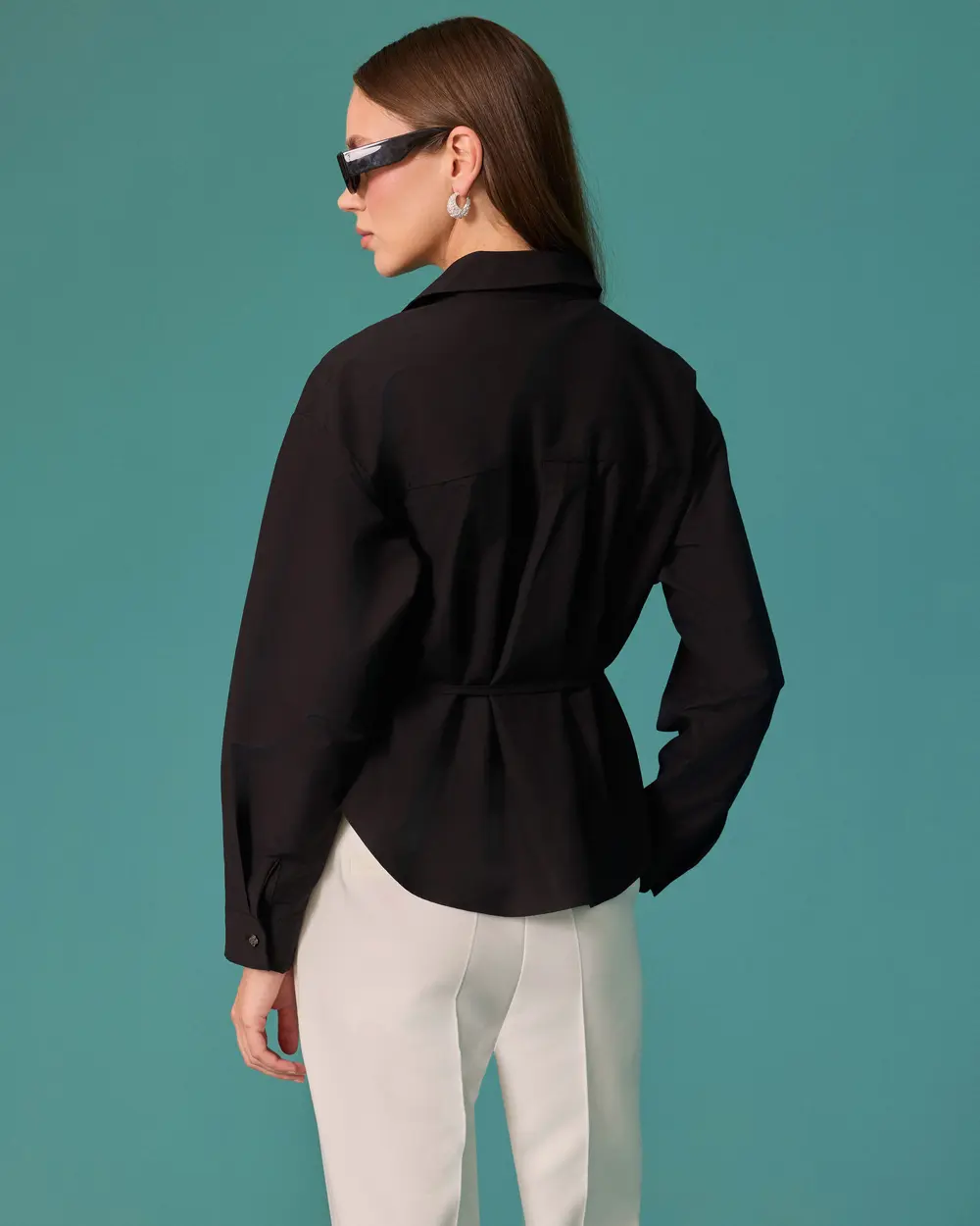 Shirt with a Stone-Embellished Sash Detail
