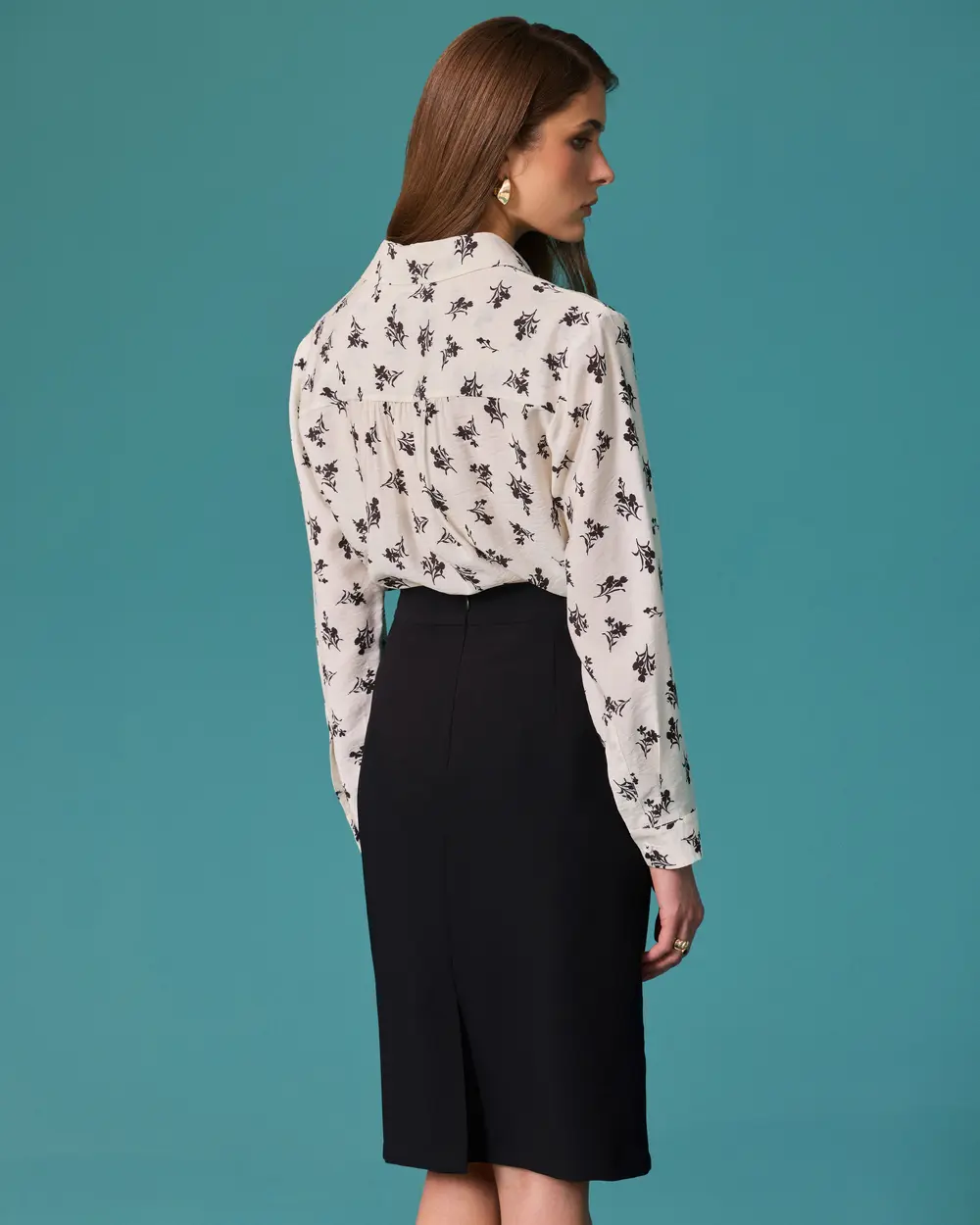 Flower-Patterned Shirt with Pocket Detail