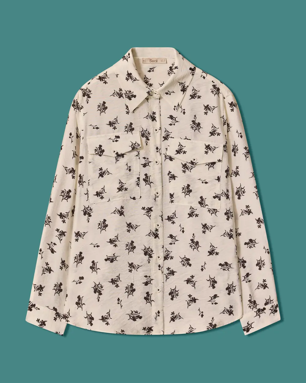Flower-Patterned Shirt with Pocket Detail