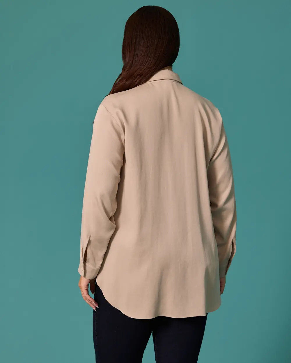 Oversized Stone-Embellished Shirt with a Scarf Collar
