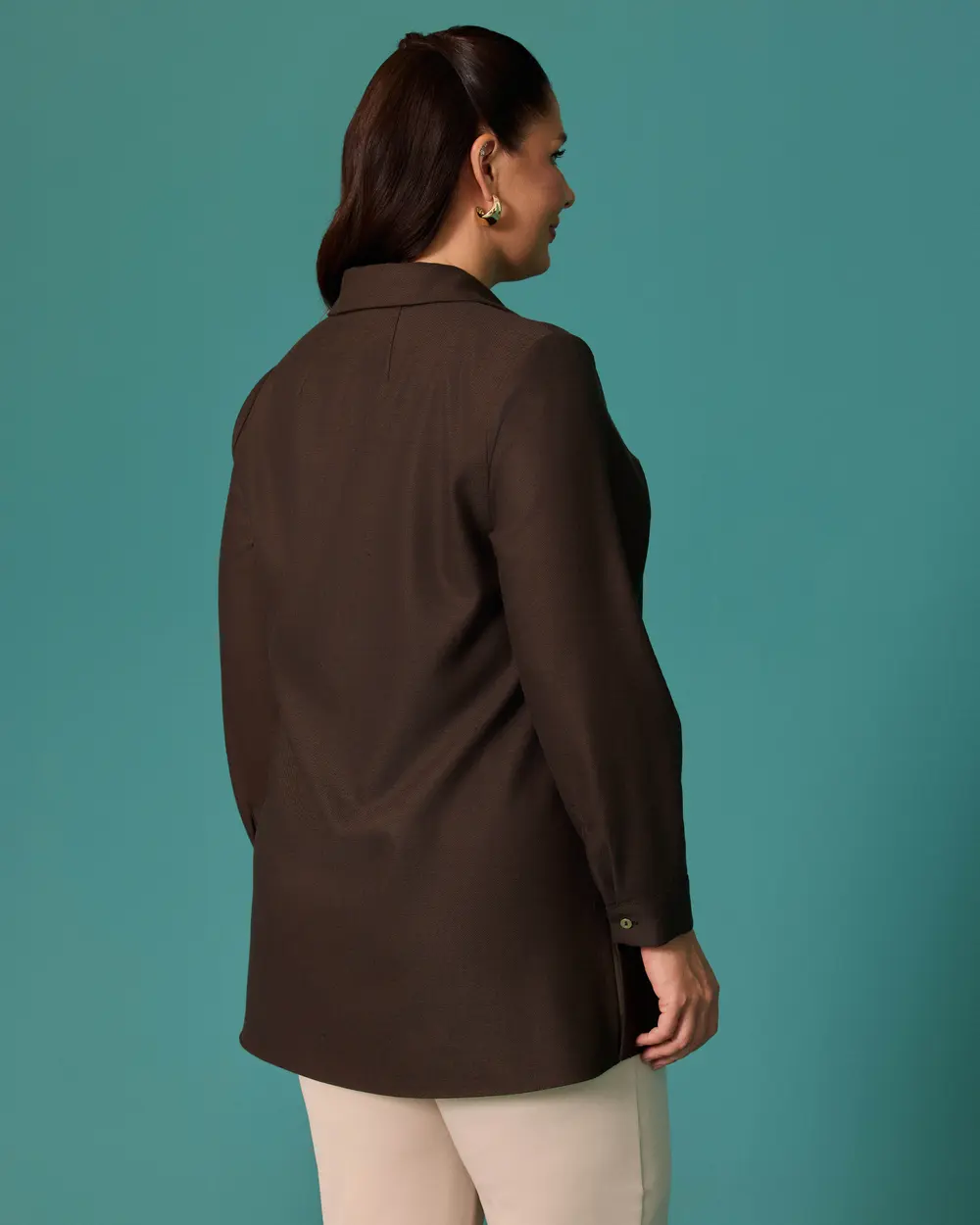 Plus-Size Classic-Collar Button-Down Shirt with Pockets