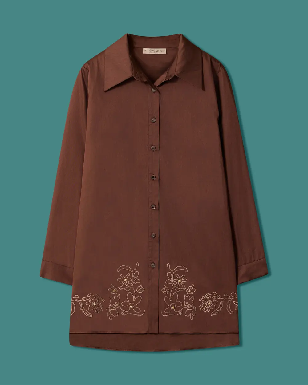Plus-Size Embroidered Shirt