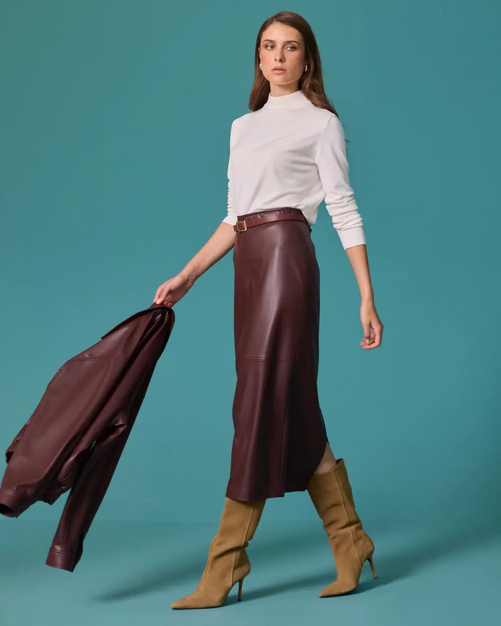 Midi Skirt with Stitching Details