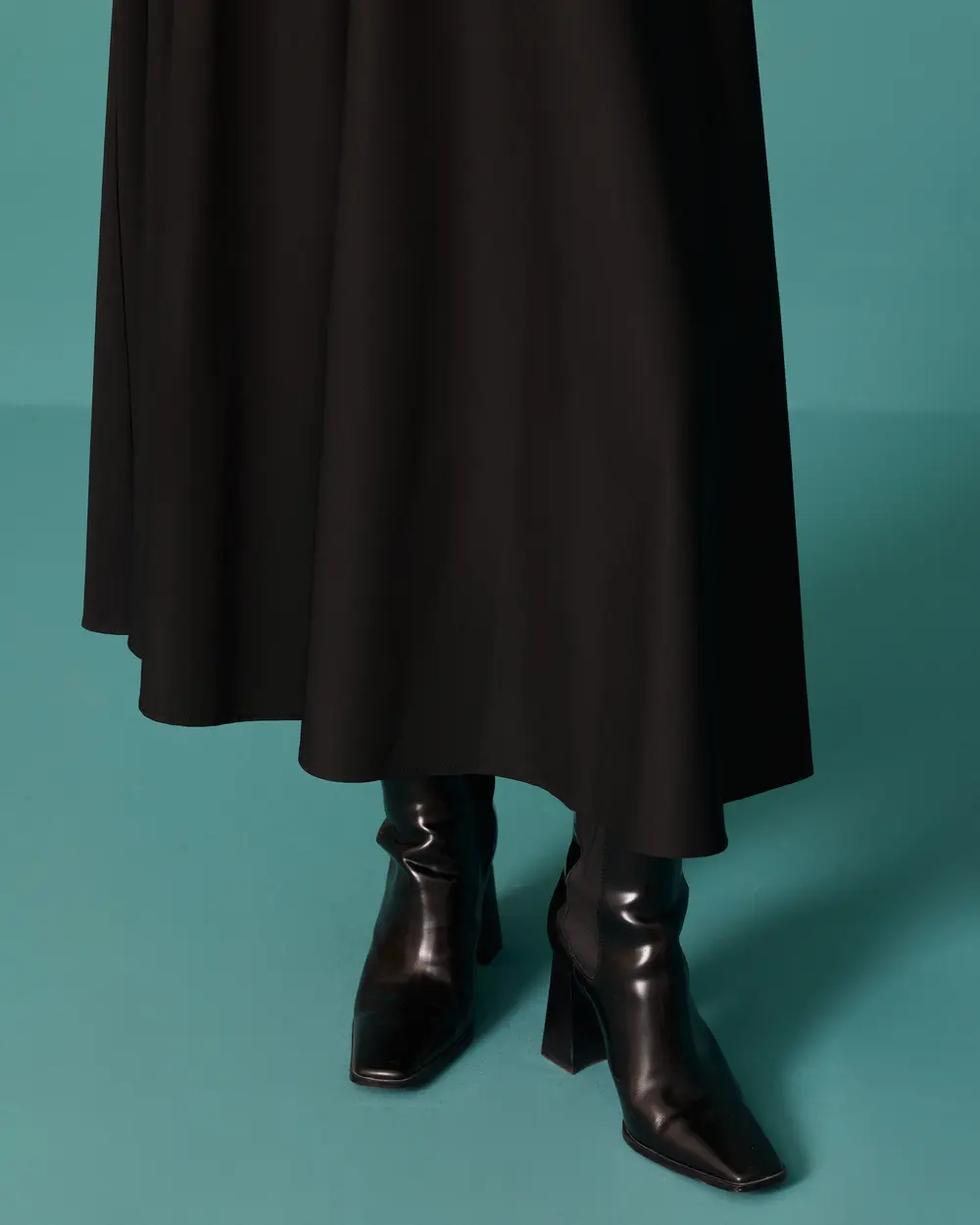 Long Flared Skirt with a Belt