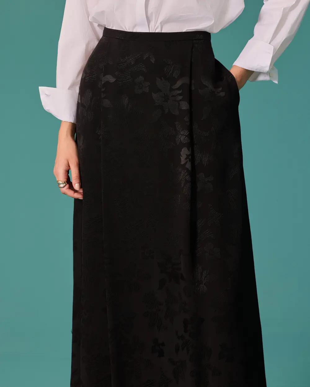 High-Waisted, Floral-Print, Relaxed-Fit Skirt