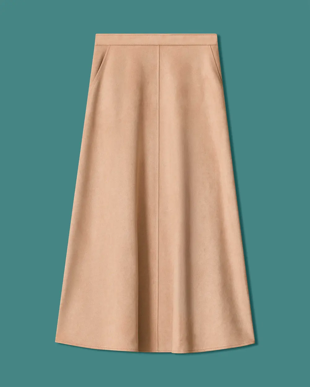 Long A-Line Skirt with Suede-Look Detail and Pockets