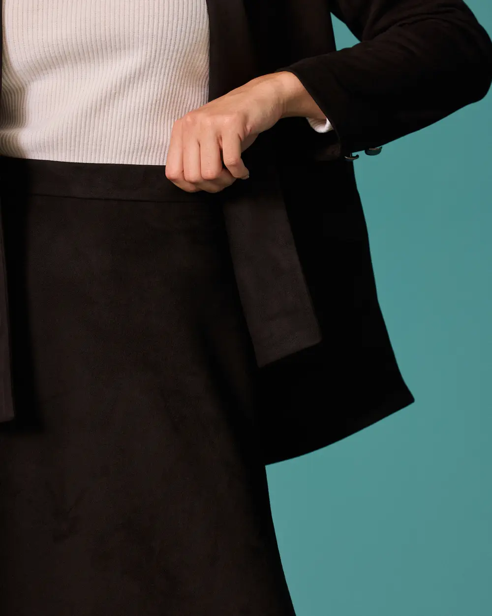 Suede-Look A-Line Midi Skirt