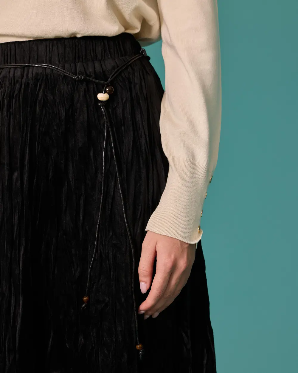 Pleated Skirt with Ruffled Hem