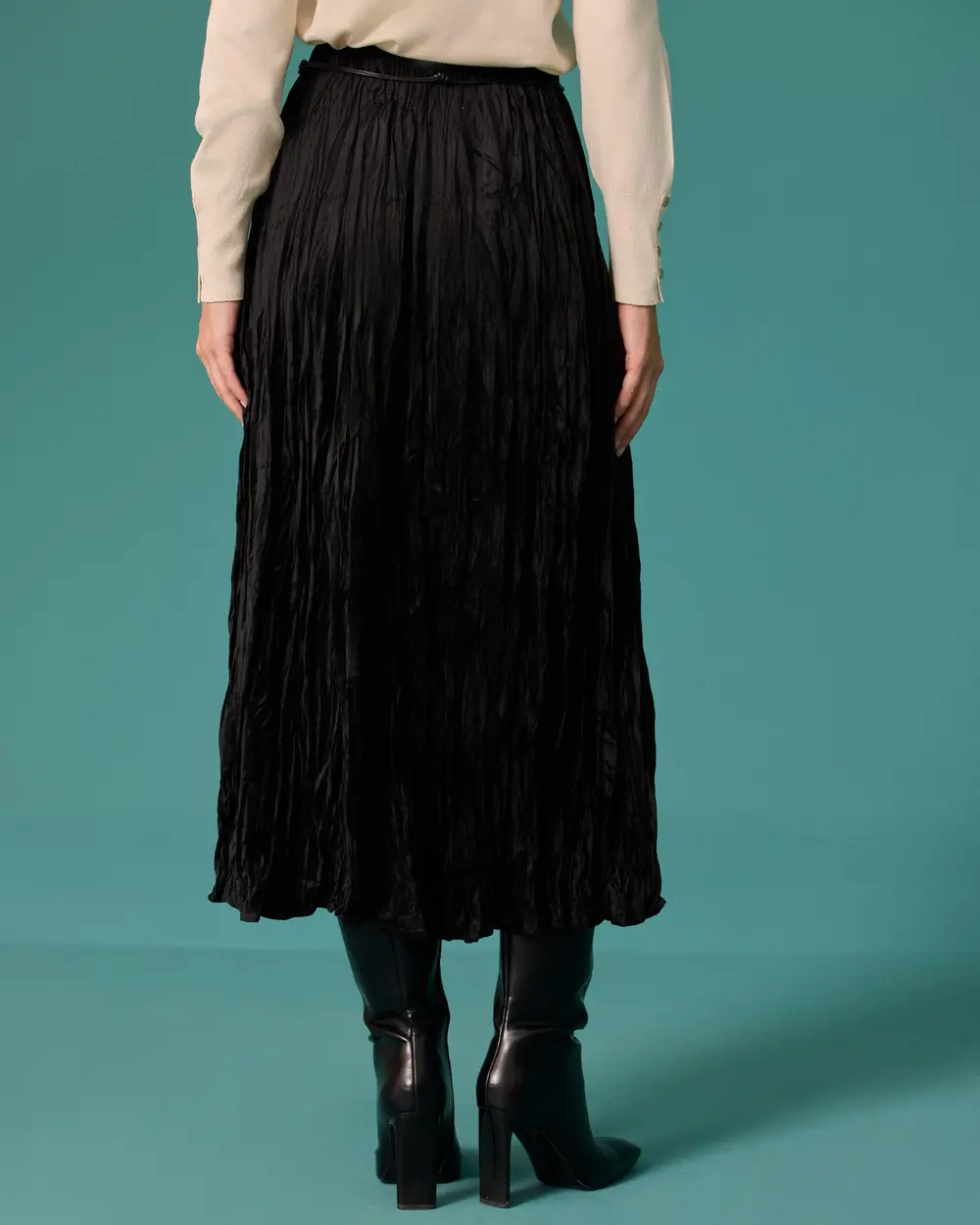 Pleated Skirt with Ruffled Hem
