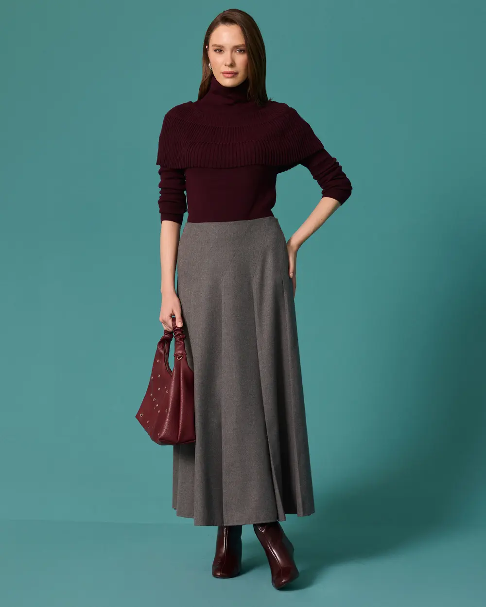 Regular-Waist, Ankle-Length, A-Line Skirt