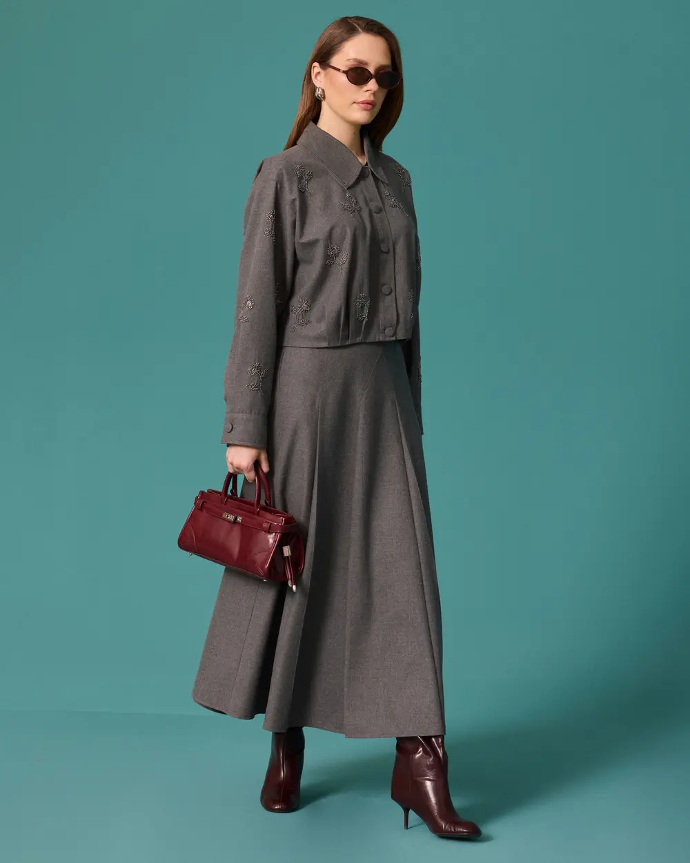 Regular-Waist, Ankle-Length, A-Line Skirt