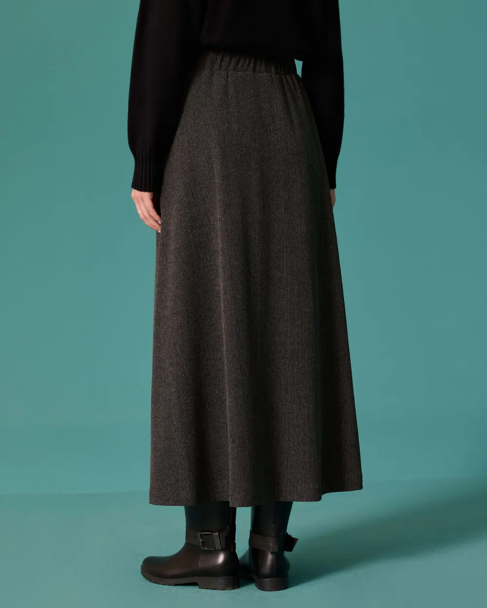 Elastic-Waisted, Drawstring, Flared Skirt