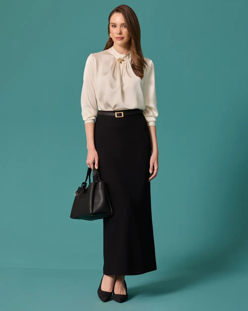 Yüksel Bel Classic-Cut Maxi Skirt