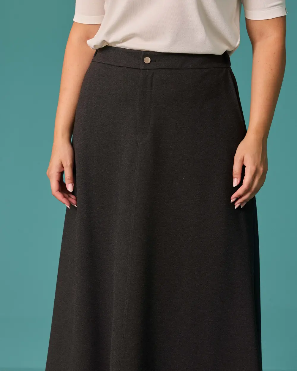 Plus-Size Maxi Skirt with Half-Elastic Waistband