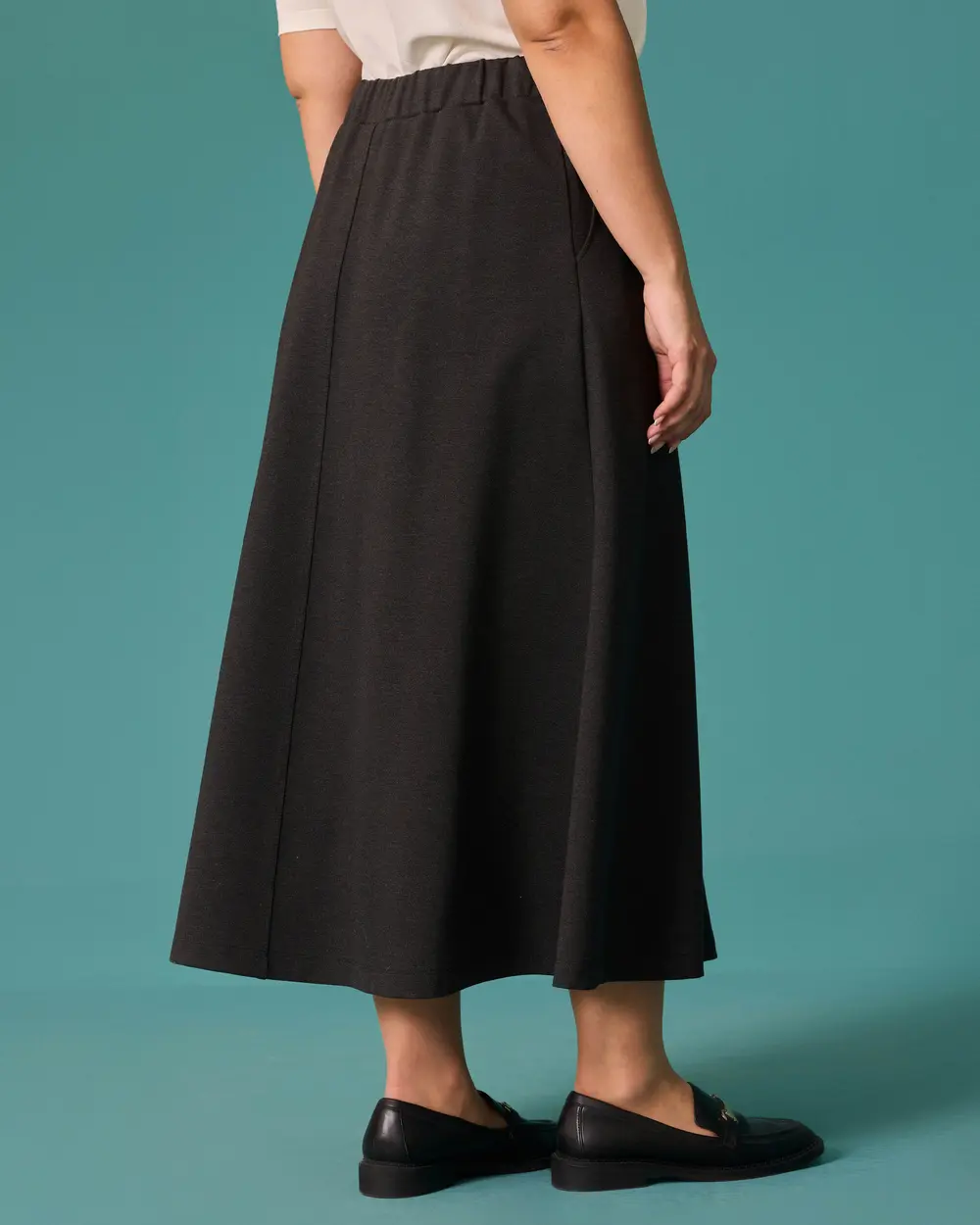 Plus-Size Maxi Skirt with Half-Elastic Waistband