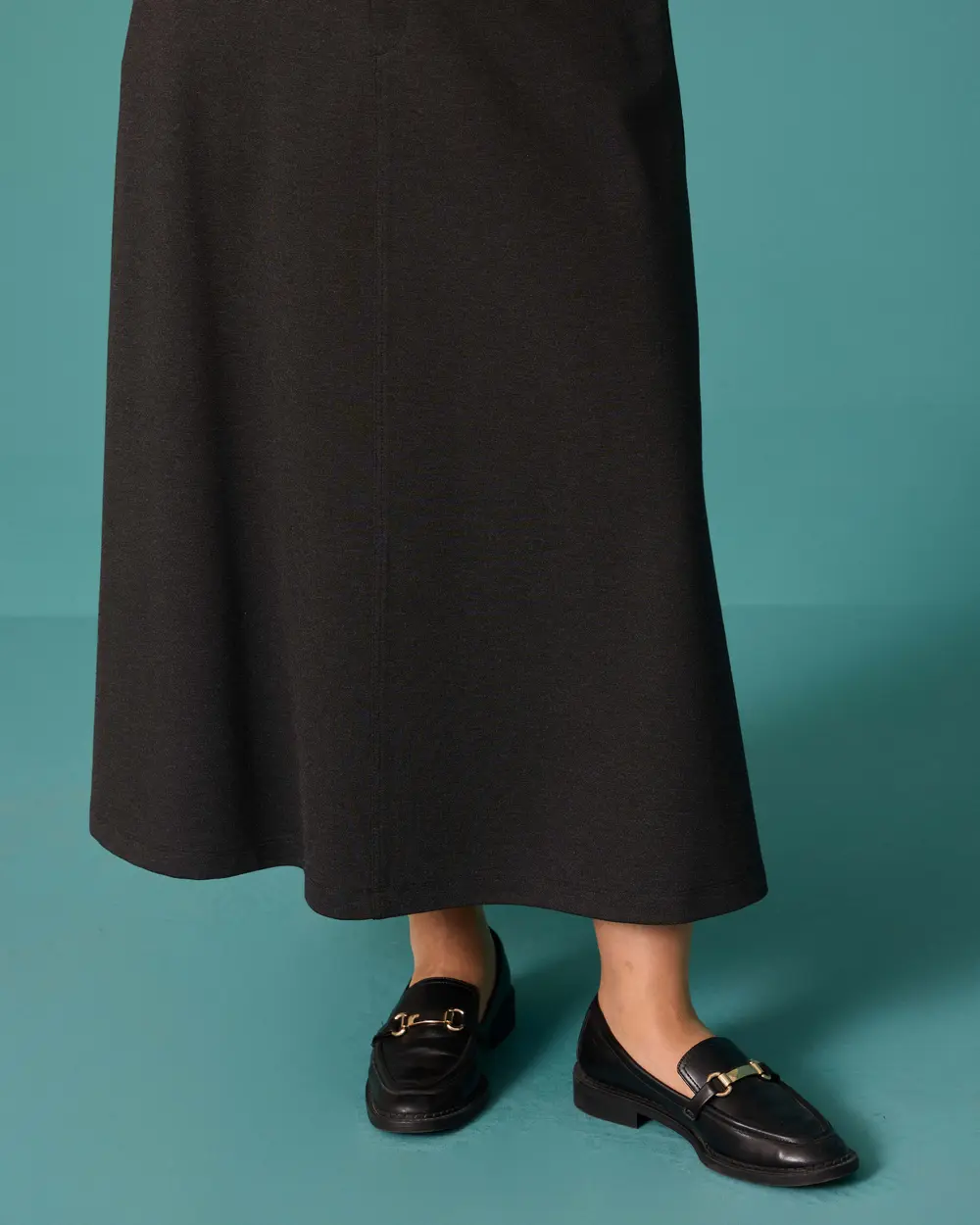 Plus-Size Maxi Skirt with Half-Elastic Waistband