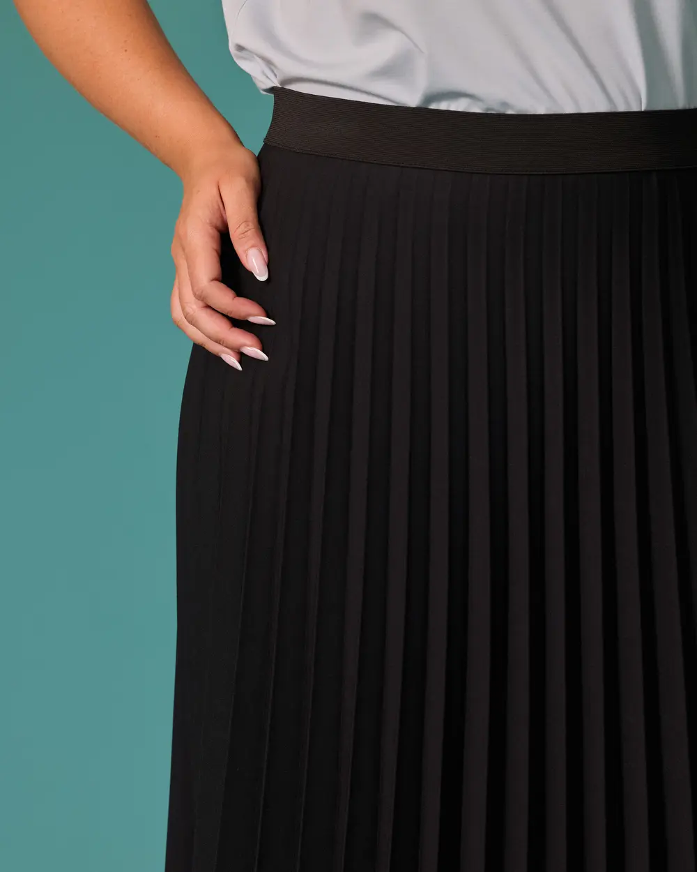 Plus Size Regular Waist A-Line Pleated Skirt