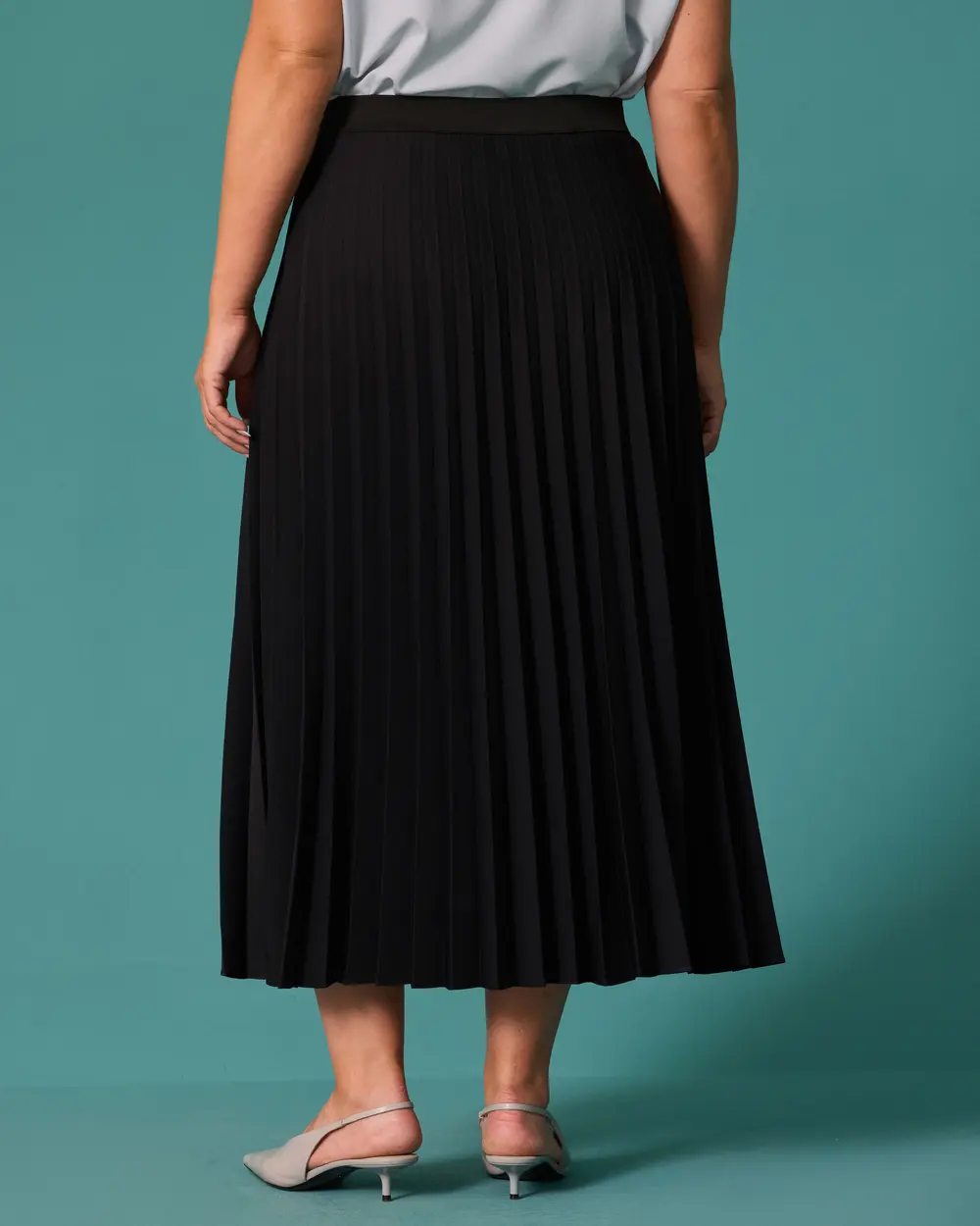 Plus Size Regular Waist A-Line Pleated Skirt