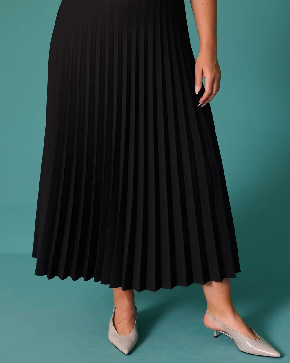 Plus Size Regular Waist A-Line Pleated Skirt