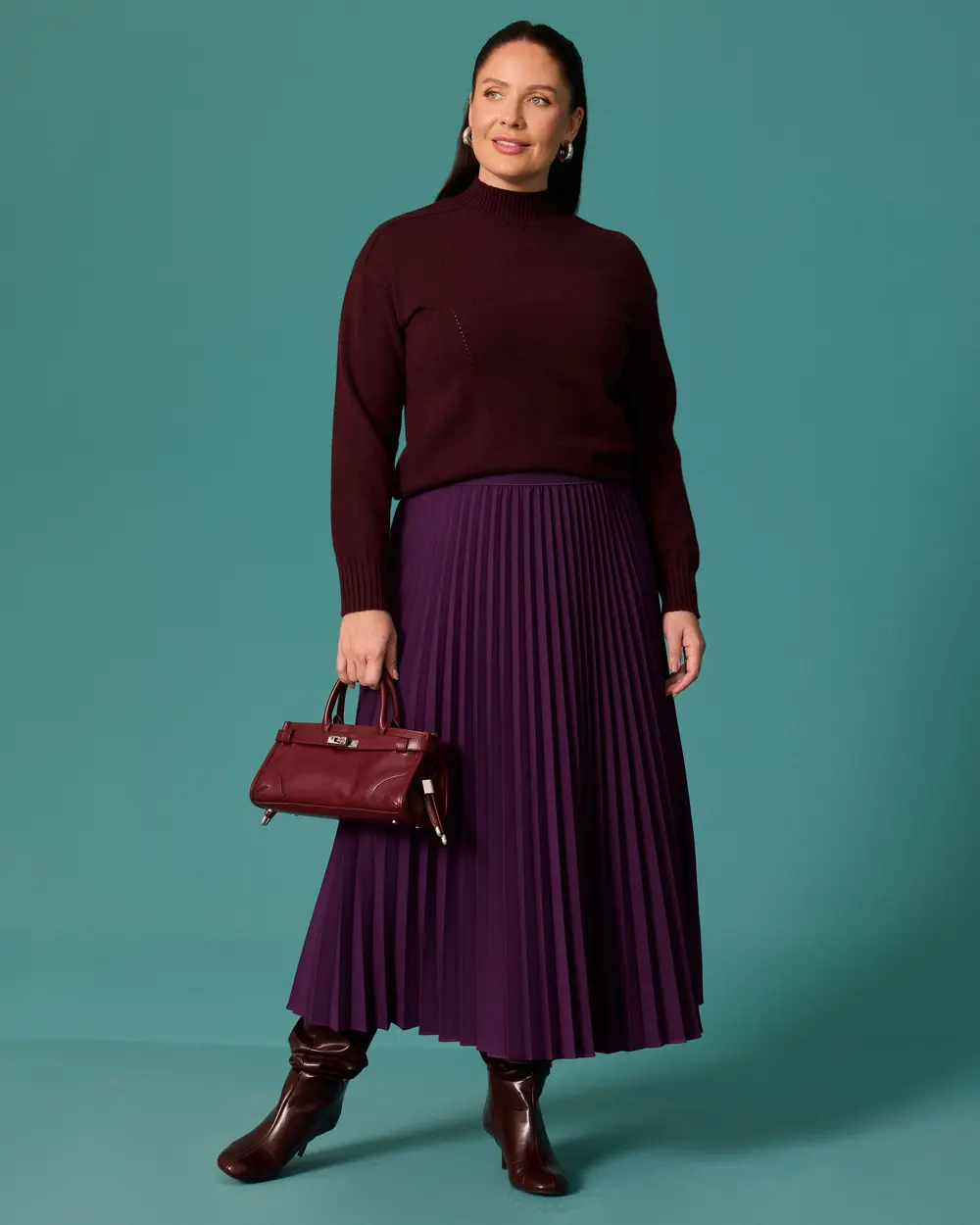 Plus Size Regular Waist A-Line Pleated Skirt